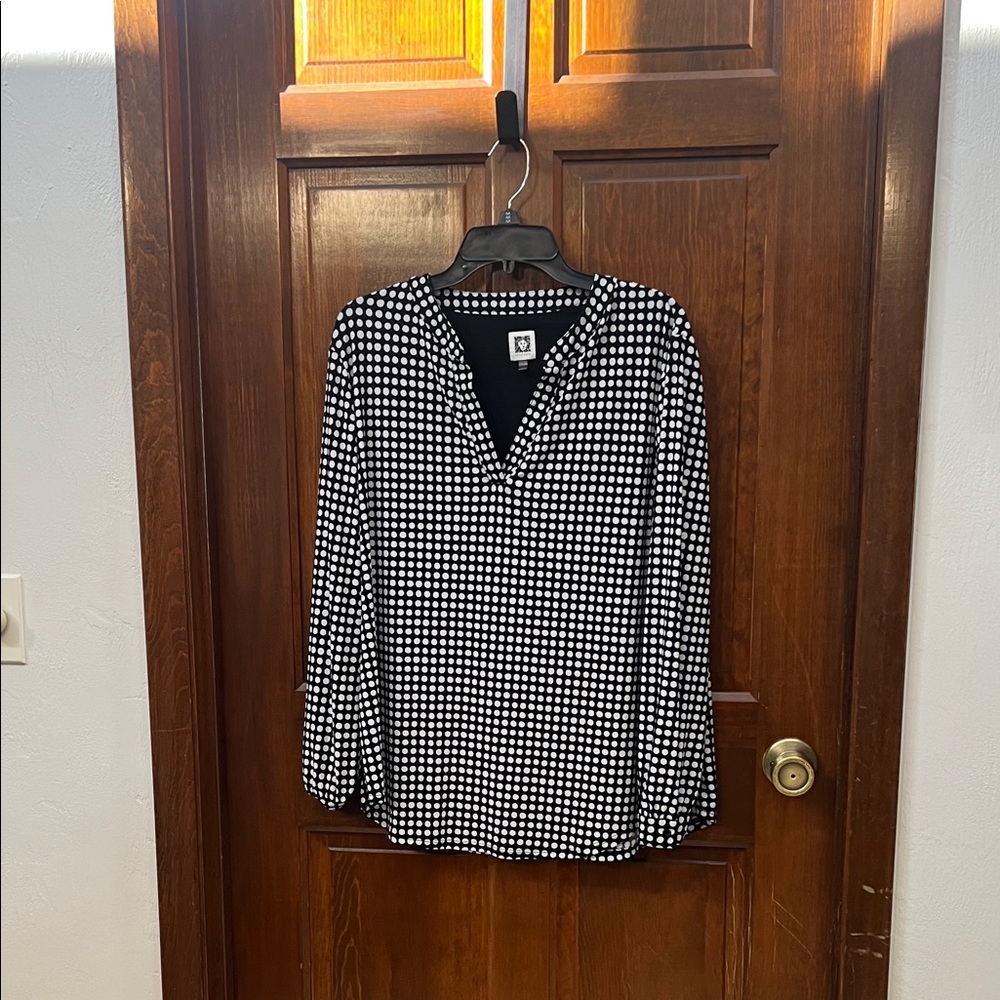 Anne Klein Black and White Polka Dot Top